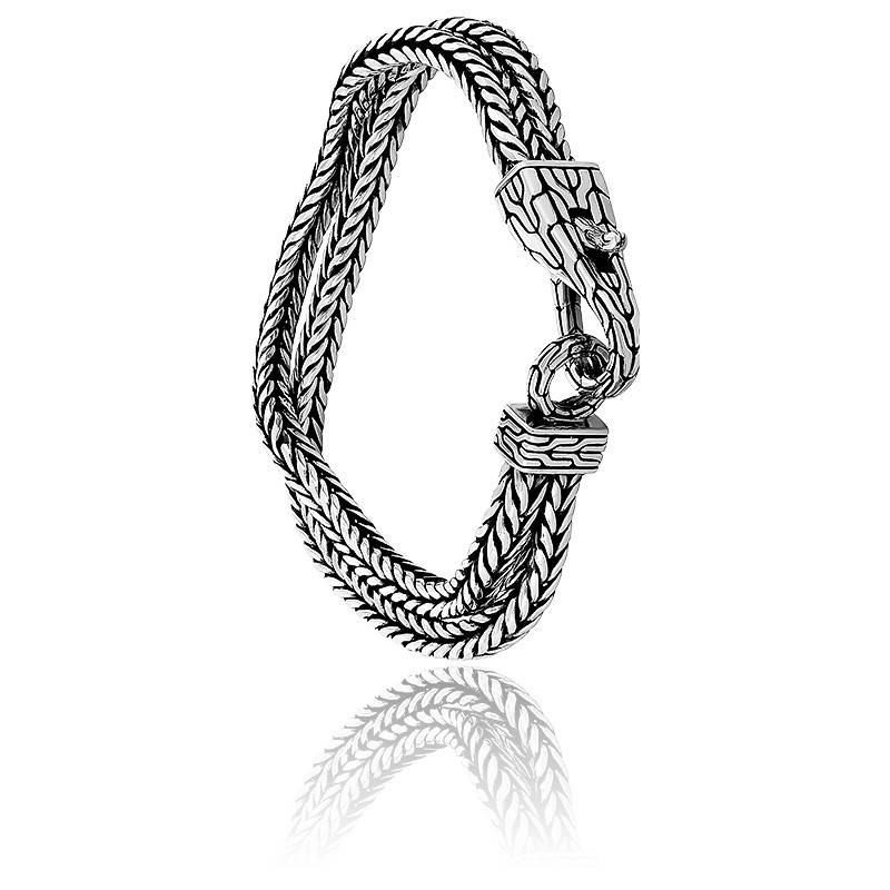 Bracelet Ancien En Argent Massif - Style Maille Serpent - Vintage Et élégant