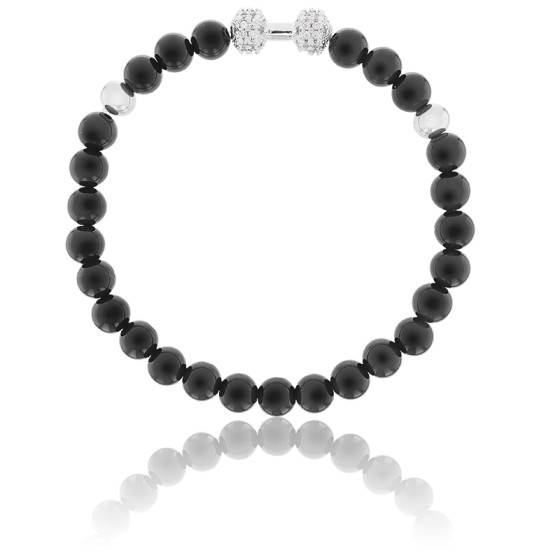 Bracelet Mortuaire Noir Zircons acier Lauren Steven Ocarat