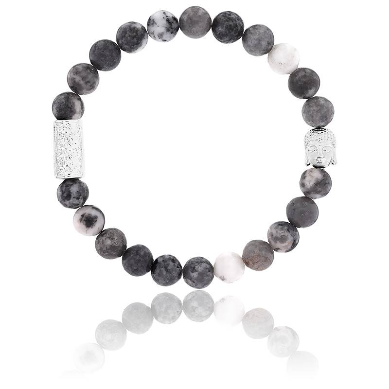Bracelet En Jaspe Zébré – Pierres Semi-précieuses, Acier Inoxydable, Ajustable