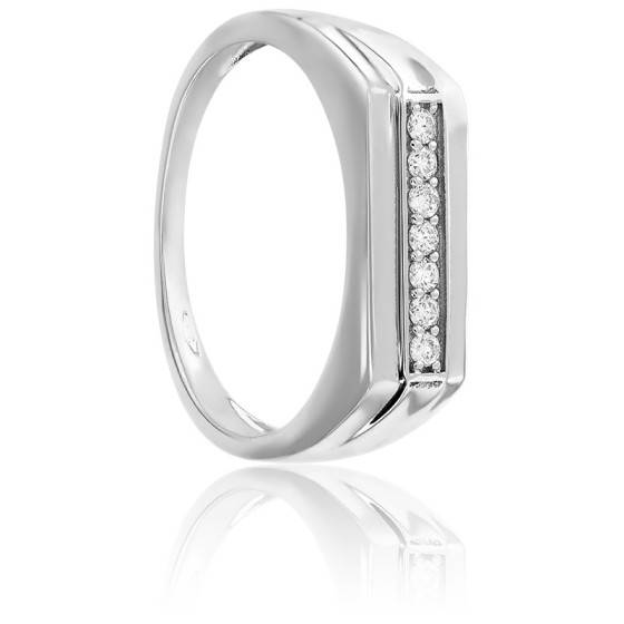 Chevalière En Or Blanc 18 Carats (750/1000) - Neuf Dans Son écrin - Bague Homme/femme