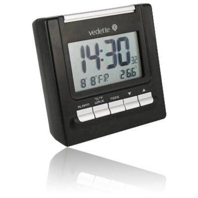 Radio réveil led avec finition bois