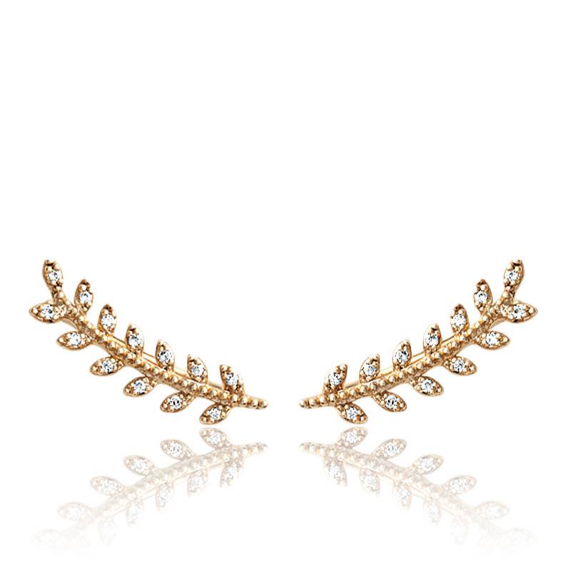 Boucles D'Oreilles Ethnique Feuille - Plaqué Or 9K - Dormeuses - Neuves Avec étiquettes