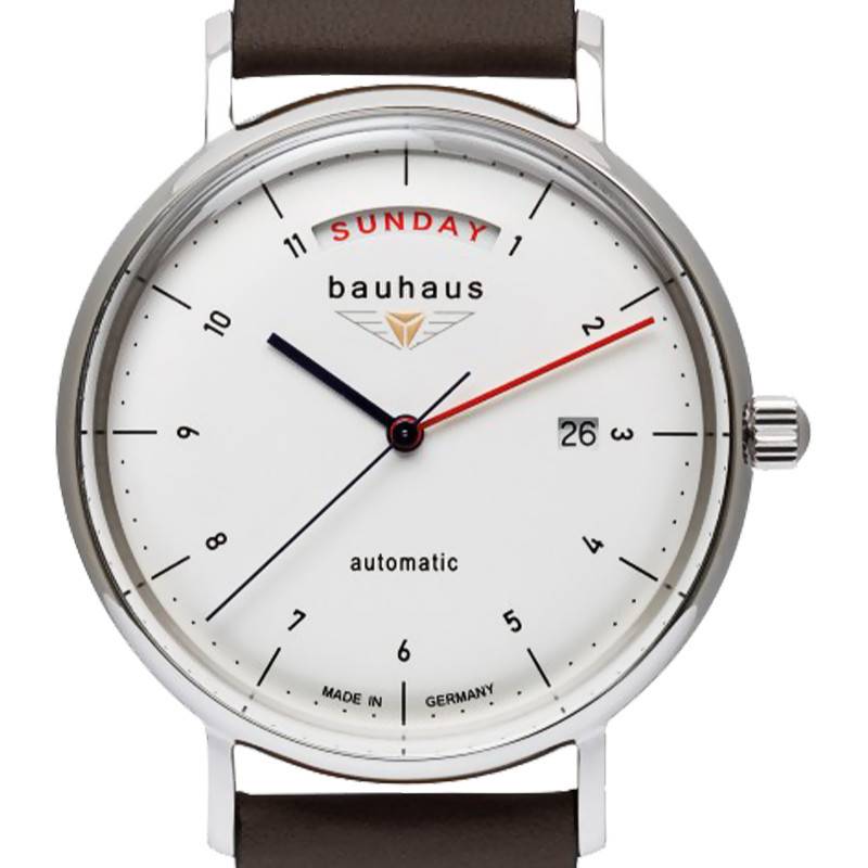 Montre Bauhaus Homme 2576-4 - Cadran Vert Chronographe - Boîtier Acier - Bracelet Cuir Brun - Mouvement Quartz Japonais