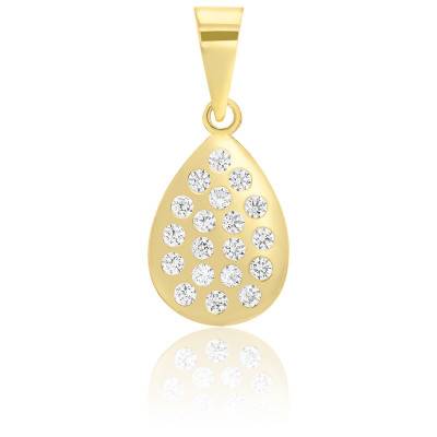 Pendentif Goutte Zircon Acier Inox Rose Ou Doré Au Choix 41-45cm