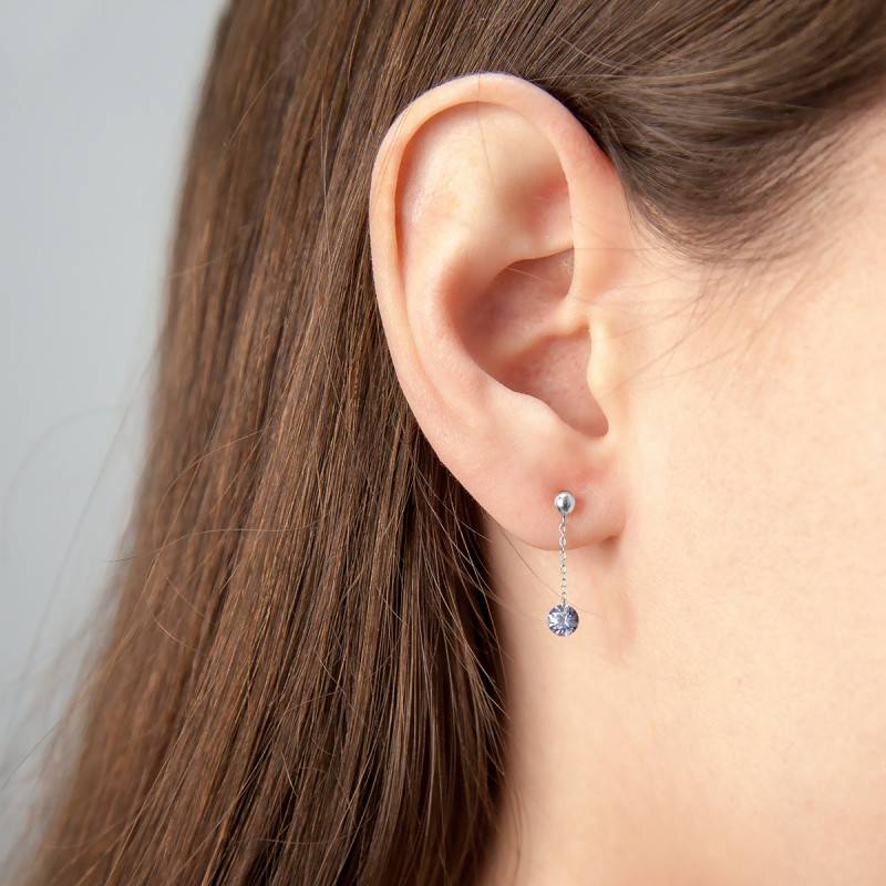 Boucles D'oreilles & Pendentif Topaze Blanche Et Verre Bleu Saphir - Argenté - Silver Rush