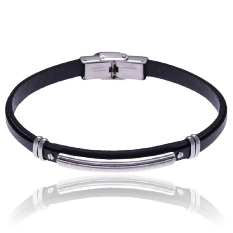Bracelet Cuir Véritable De Veau Italien Cousu Noir 18mm Rembourre De Montre Grain Buffle