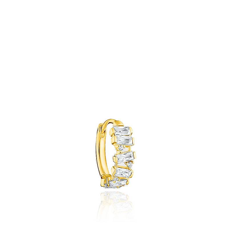 Boucles D'oreilles Créoles Ovales Dorées - Fermeture à Cliquet, En Métal, Parfait état (occasion)