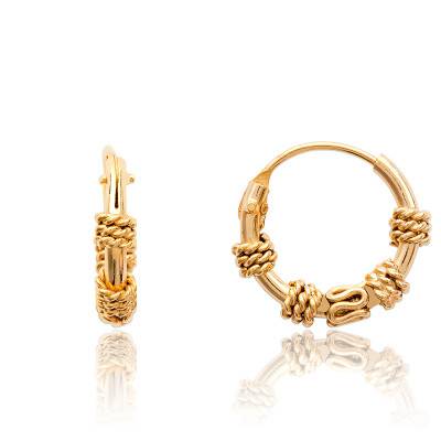 Boucles D'oreilles Créoles Or Jaune 10 Carats - Corde 2,95 Mm, Fait Main USA, Neuf