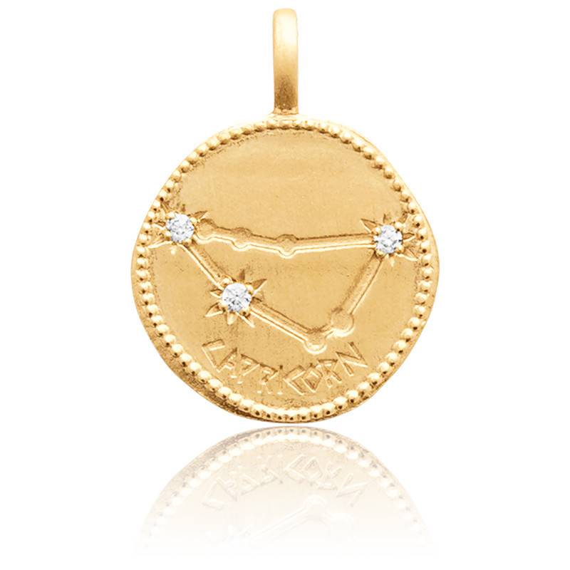 Pendentif Soleil Plaqué Or Tata Gisèle - Médaille Zirconium Sachet Cadeau