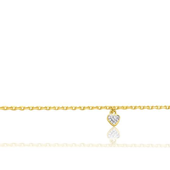 Chaîne De Cheville Cœur Cristal Zirconium - Plaqué Or 18 Carats, Neuf Avec étiquette Bijouxia