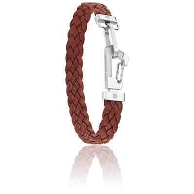 Bracelet Tressé Plat En Cuir Marron Et Blanc - Style Ethnique élégant - Unisexe - Neuf Sans Emballage