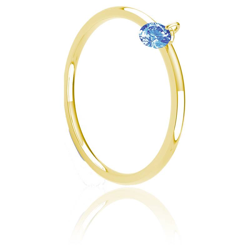 Bague Or jaune 18K lisse saphirs bleus percés - Demetra - Ocarat