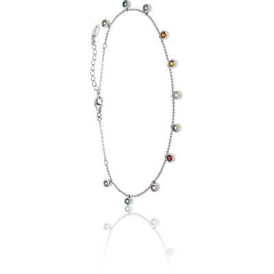 Bracelet Gourmette Vintage Couleur Argent Avec Pierres - Modèle 3957, Occasion