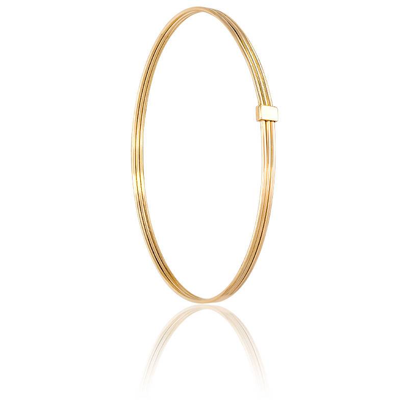 Bracelet Jonc Plaqué Or 18 Carats - Diamètre 62 Mm, Femme, Neuf Avec étiquettes