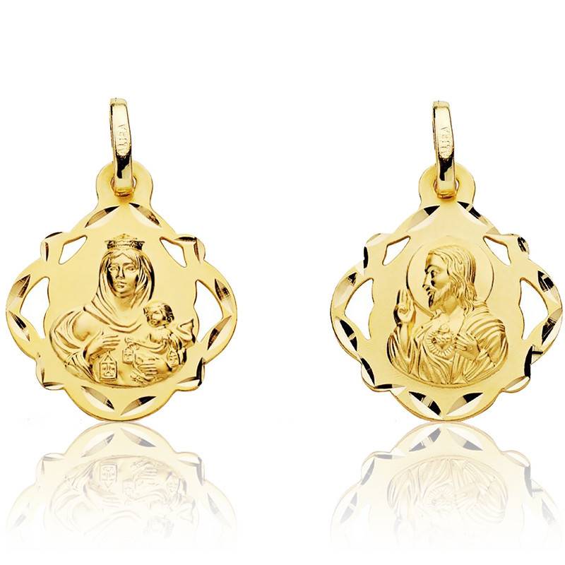 Médaille Pendentif Sacré Cœur De Jésus - 'Je Vous Aime Et Vous Adore' - Métal Argenté