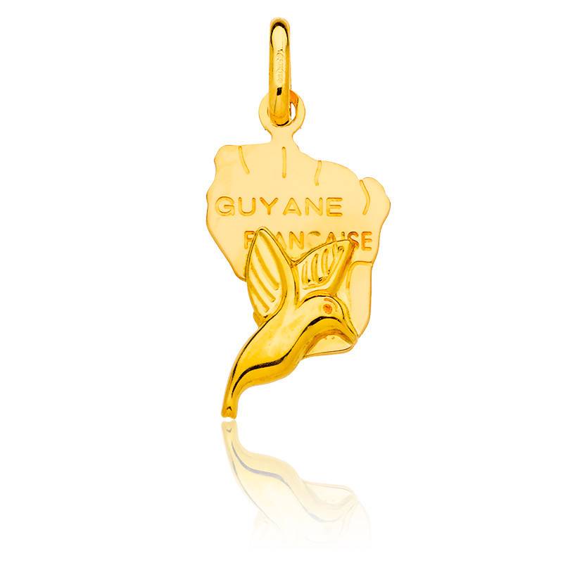 Pendentif/médaillon Ancien En Argent Massif 925 - Représente Une Carte De La Guyane (Cayenne)
