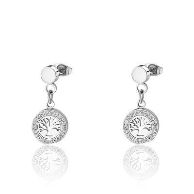 Boucles D'oreilles Pendantes Motif Lotus - Acier Inoxydable - Fermoir Dormeuses - Neuf