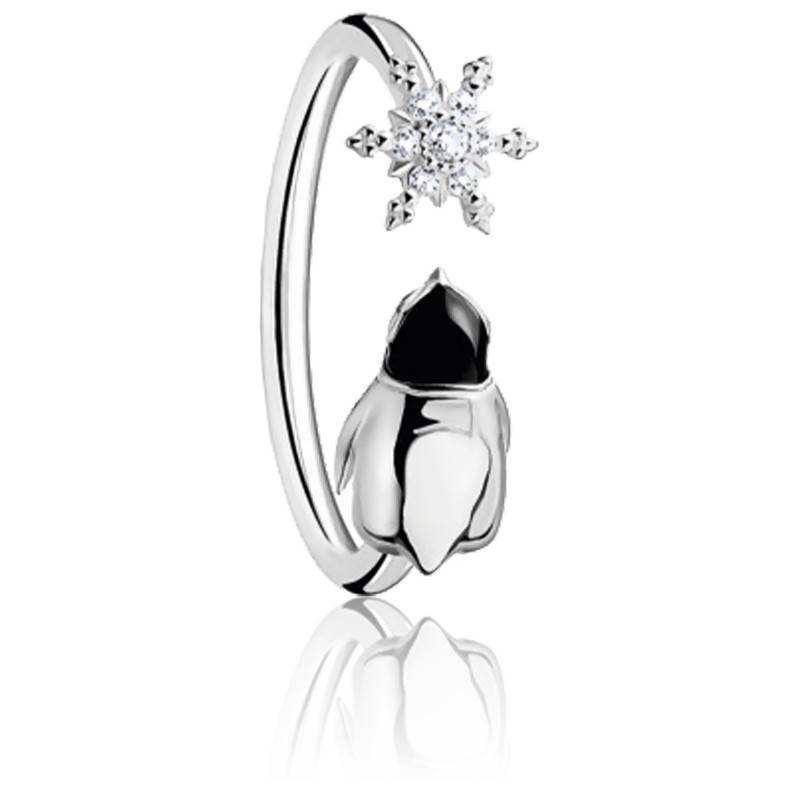 Breloque Pingouin Thomas Sabo - Argent Sterling 925, Design Détailé 3D, Fermoir Mousqueton