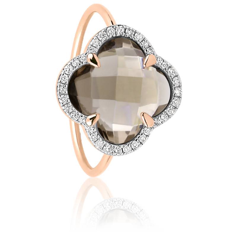 Bague ANDREA CANDELA En Or 18k & Argent Avec Diamant Et Quartz Fumé - Taille 7, Neuf