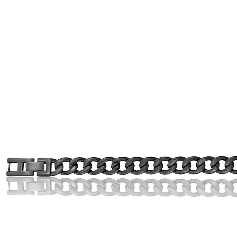 Bracelet Gourmette Femme En Acier Inoxydable - Longueur 20 Cm - Poli Et Satiné - Occasion Bon état
