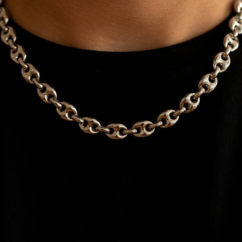Collier Chaîne Grain De Café - Bronze Doré - Vintage Rétro - Unisexe - Longueur Moyenne