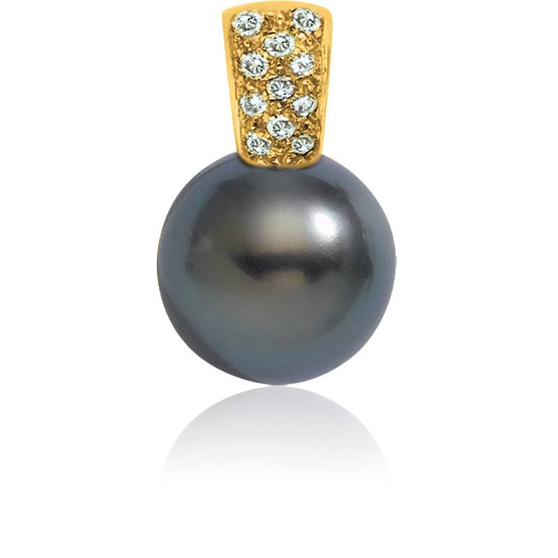 Pendentif En Or 18k Avec Perle De Tahiti Et Diamants - Certificat Inclus - Neuf Avec étiquettes