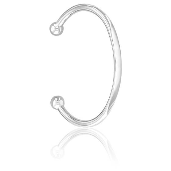 Bracelet Esclave Argenté Avec 2 Faux Diamants 5mm - Style Snake, Neuf Avec étiquettes