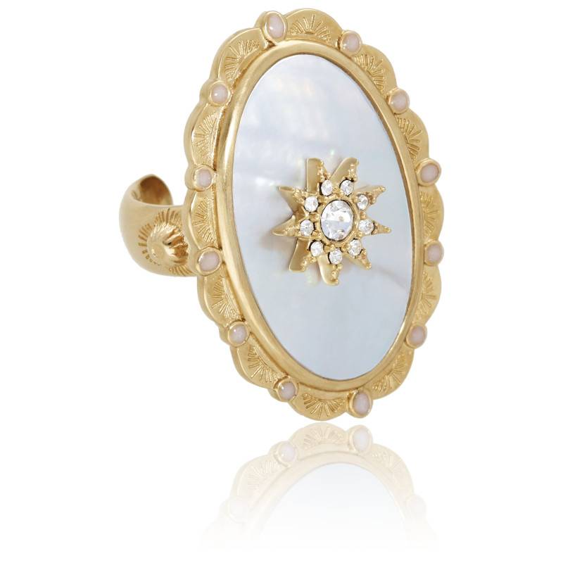 Bague ovale ouverte tendance en or - anneau réglable - France
