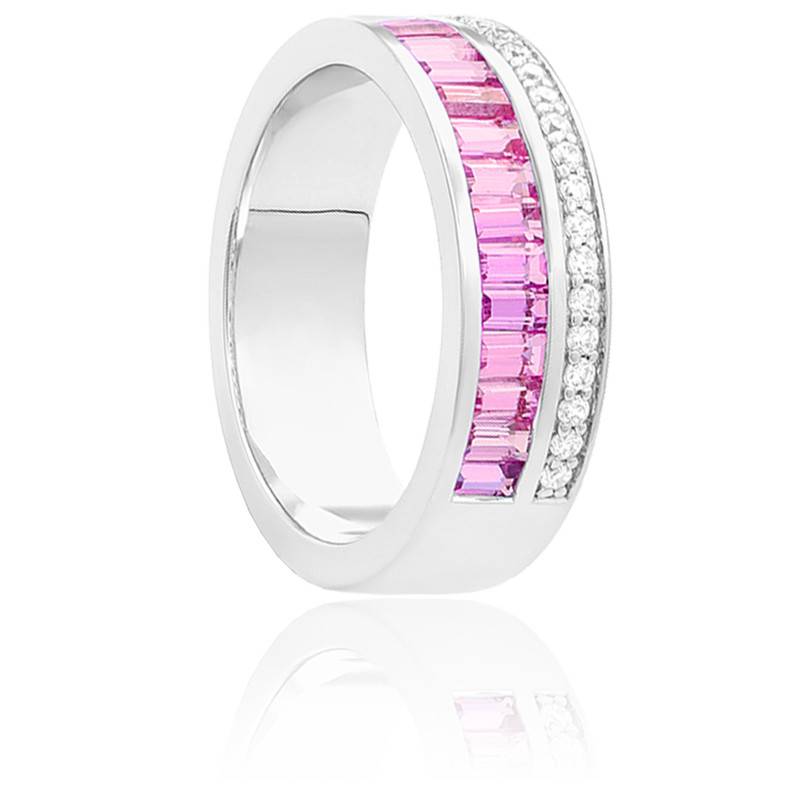 Bracelet Thierry Mugler En Or Blanc 375/1000 Avec Saphirs Roses (0.10 Ct) - 1 Gramme, Neuf étiqueté