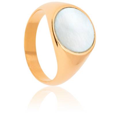 Bague Chevalière Oria En Plaqué Or – Taille 55, Style Vintage