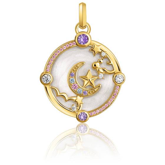 Pendentif Femme Plaqué Or Jaune Avec Pierre Centrale Bleue – Bijou élégant L47