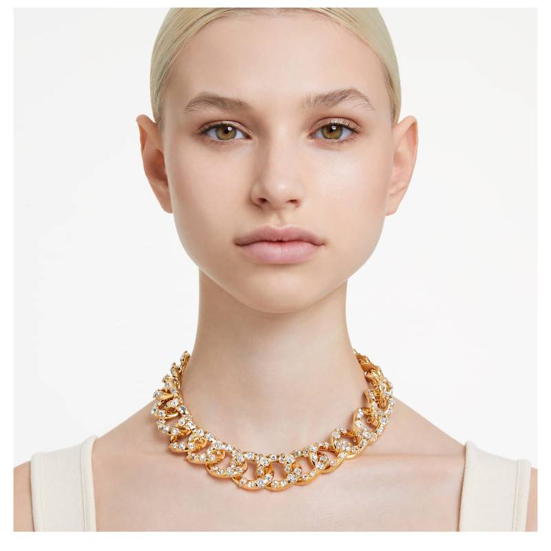 Collier Strass Blanc Sur Métal Doré - Sans Nickel - N°44 - Neuf Avec Étiquettes